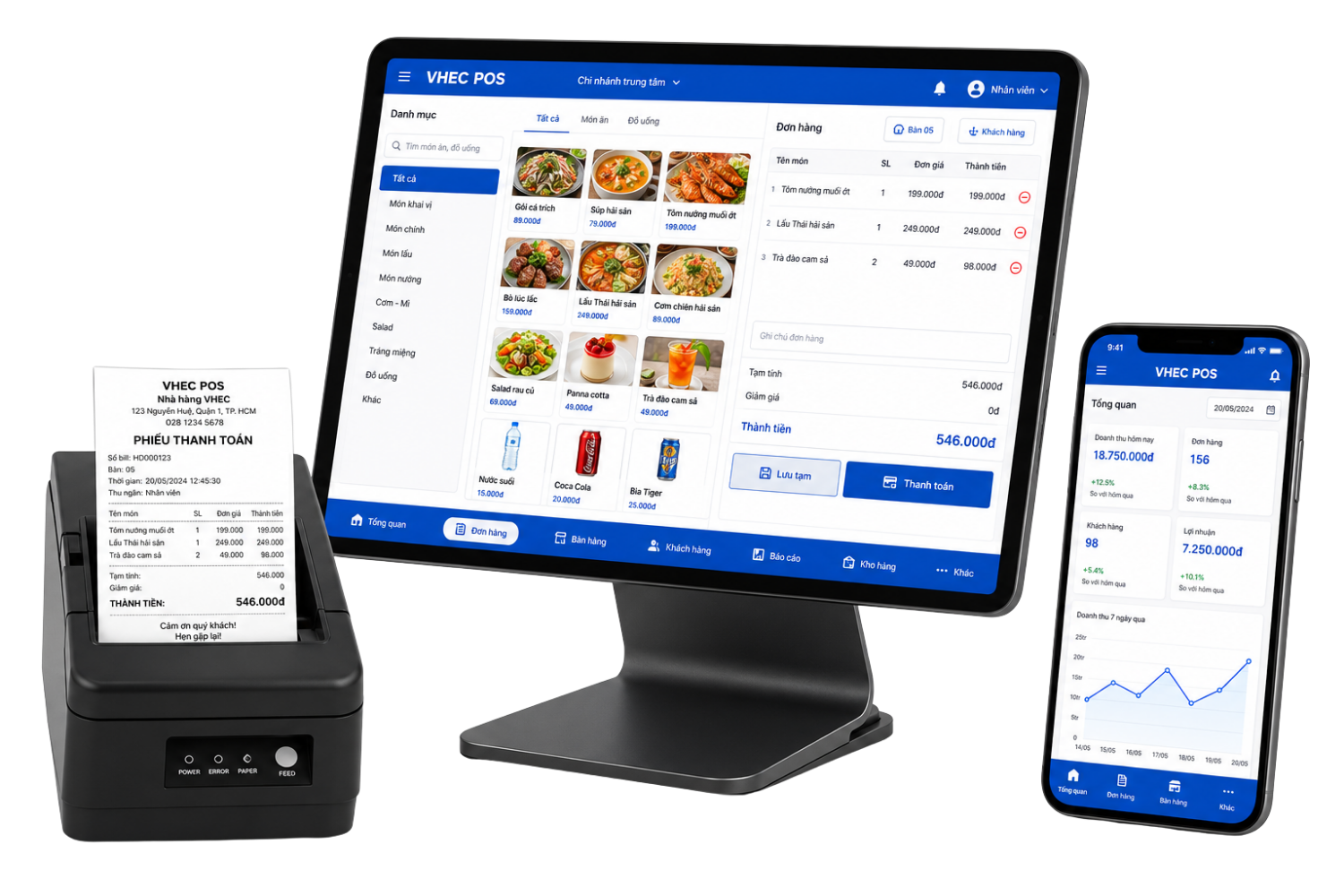 Hệ thống VHEC POS trên nhiều thiết bị