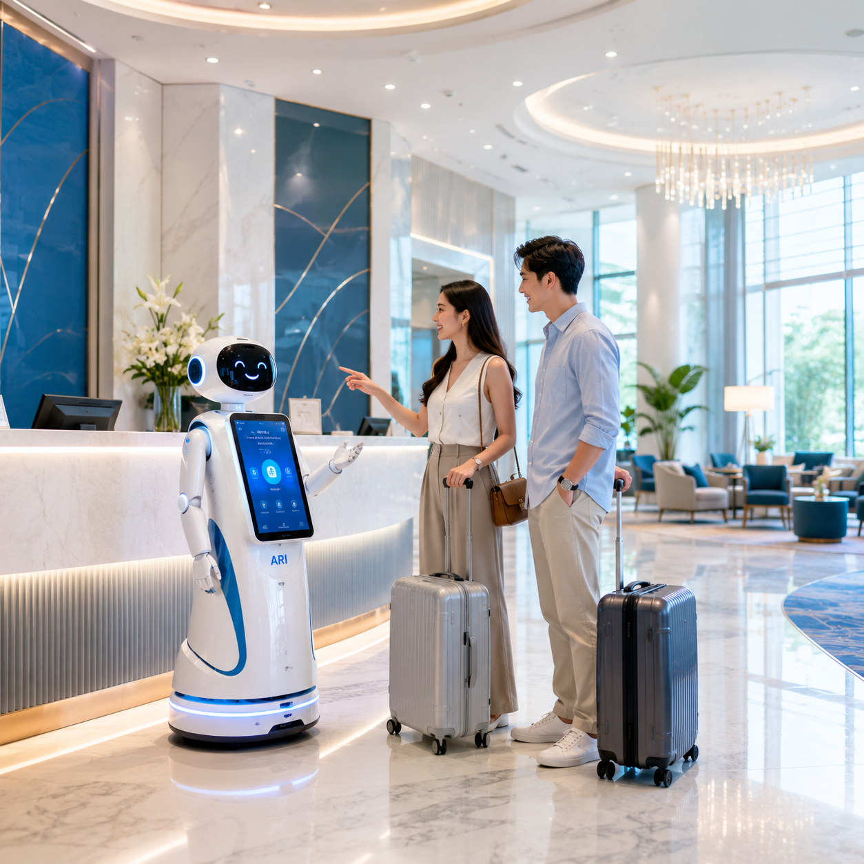 Ari đón tiếp khách hàng